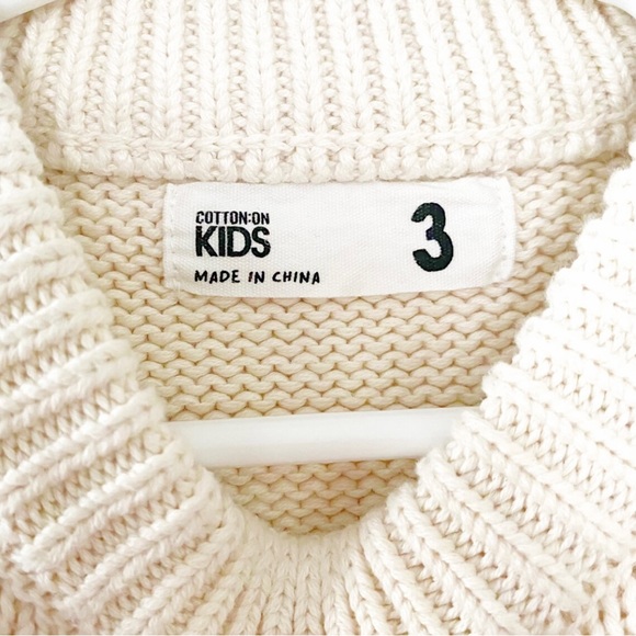 COTTON ON Girls Cream Pom Pom Cable Knit Sweater - Picture 3 of 3
